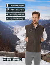 Load image into Gallery viewer, Beheizbare Jagdweste braun, aus bestem deutschen Loden
