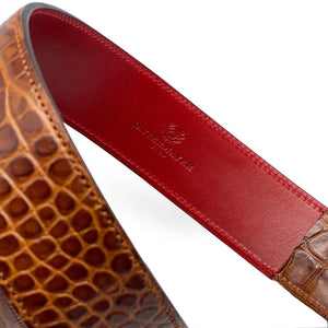 Leather belt two-ply croco